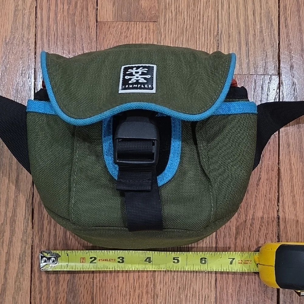 Crumpler Olive Green Compact Shoulder Bag with Blue Trim